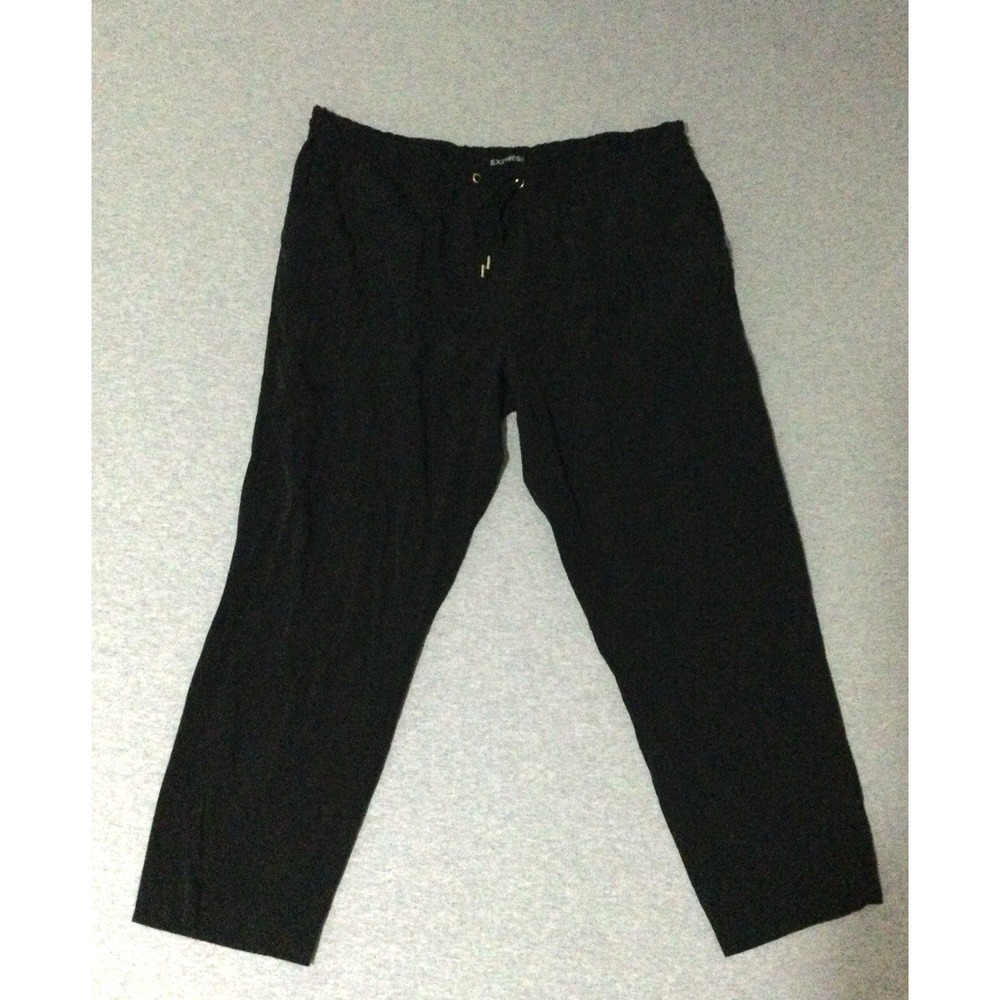 Express Pants Drawstring Black Stretch Waist Trou… - image 1